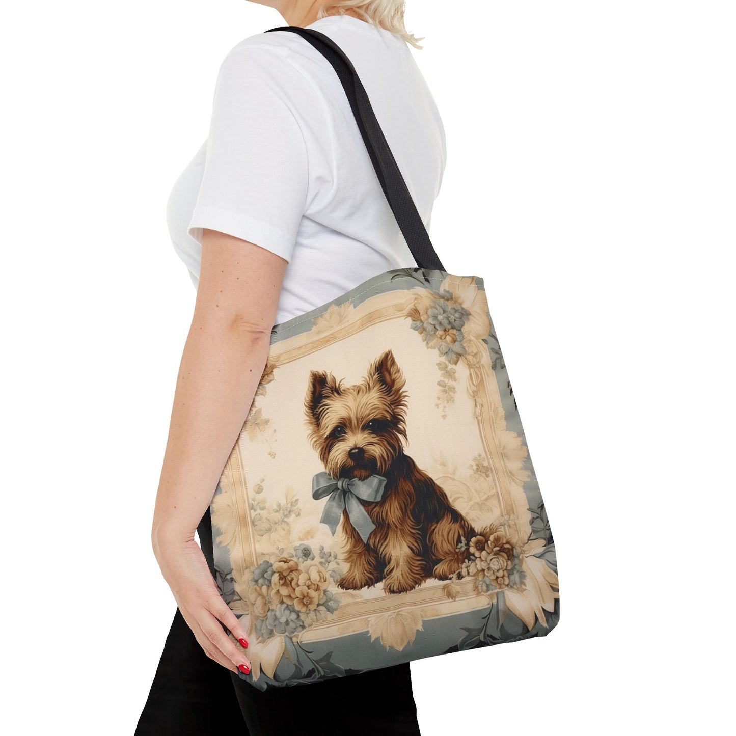 Yorkshire Terrier Elegance Tote Bag, Floral Eco-Friendly Canvas Gift