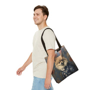 Elegant Pomeranian Tote Bag - Stylish Floral Art Canvas for Dog Lovers