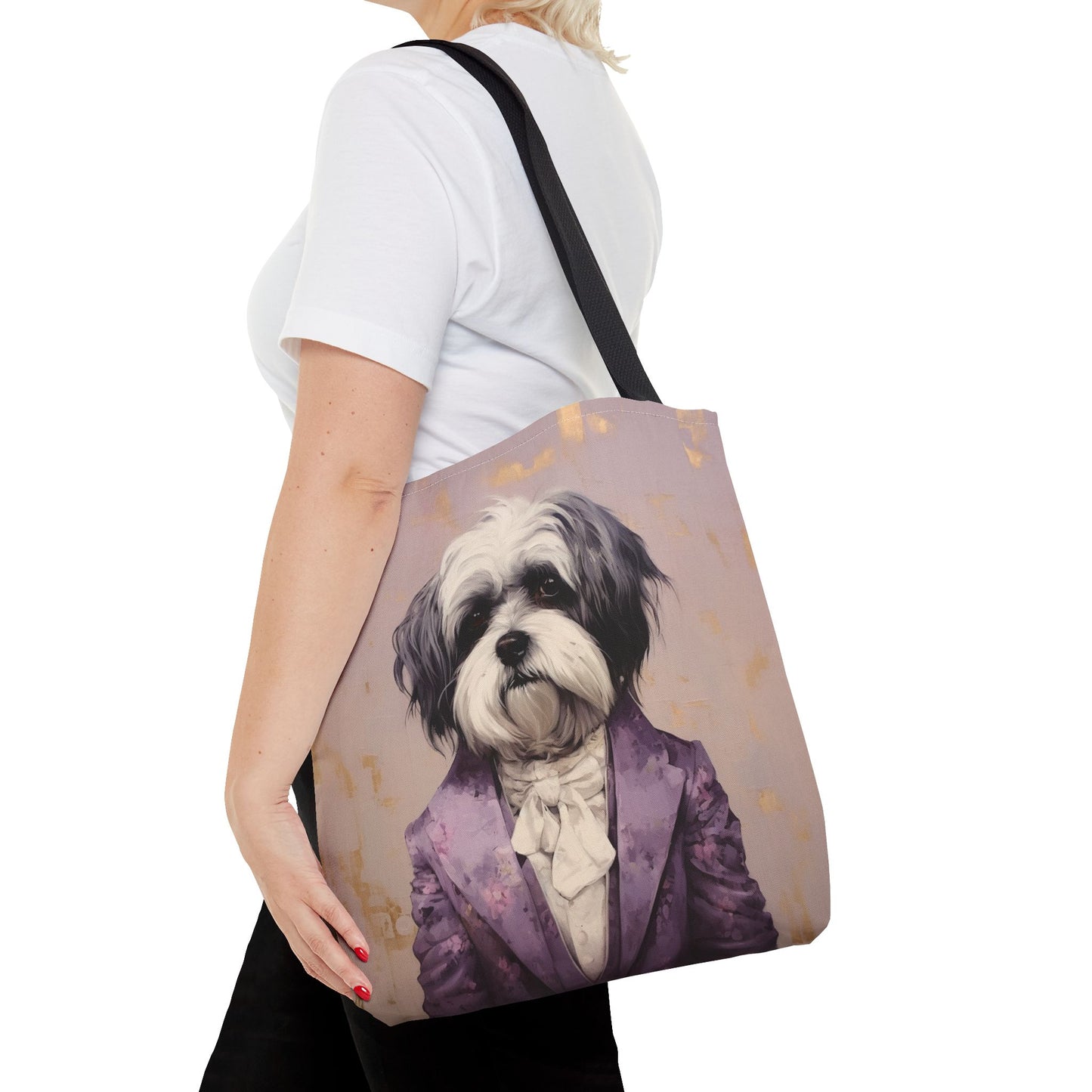 Shih Tzu Gentleman Lavender Canvas Tote Bag for Dog Lovers