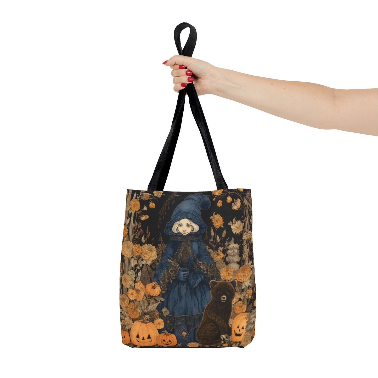 Enchanting Harvest Witch Tote Bag with Autumn Bear Scene