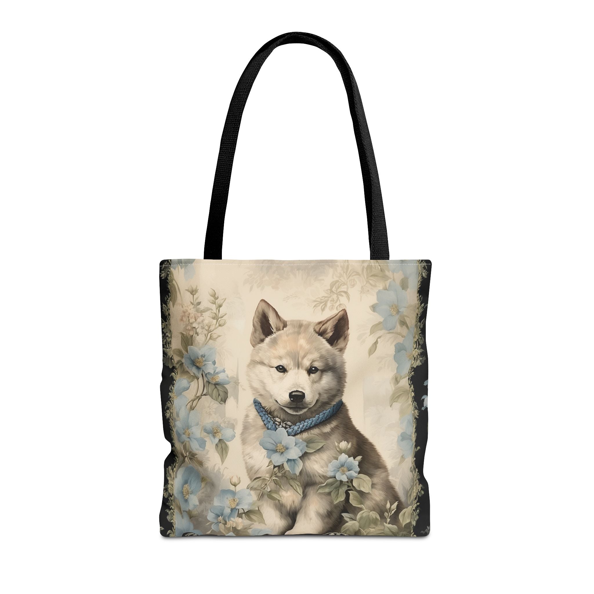 Akita Dreamscape Floral Tote Bag, Eco-Friendly Canvas for Dog Lovers