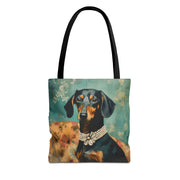 Dachshund Elegance Tote Bag - Artistic Dog Lover Canvas Bag