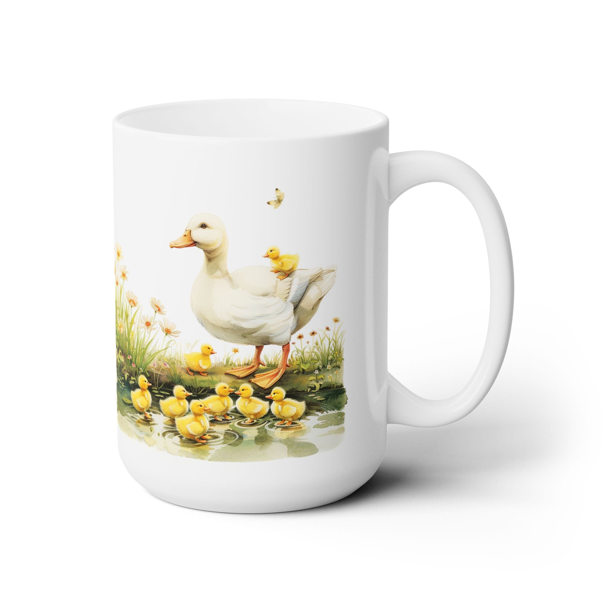 Mother Duck and Ducklings Nature Art Coffee Mug, Charming Gift for Animal Lovers