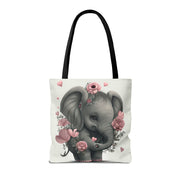 Floral Baby Elephant Tote Bag – Eco-Friendly, Versatile Canvas Bag