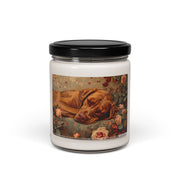 Elegant Vizsla Candle – Vintage Floral Design, Pet Lover Gift