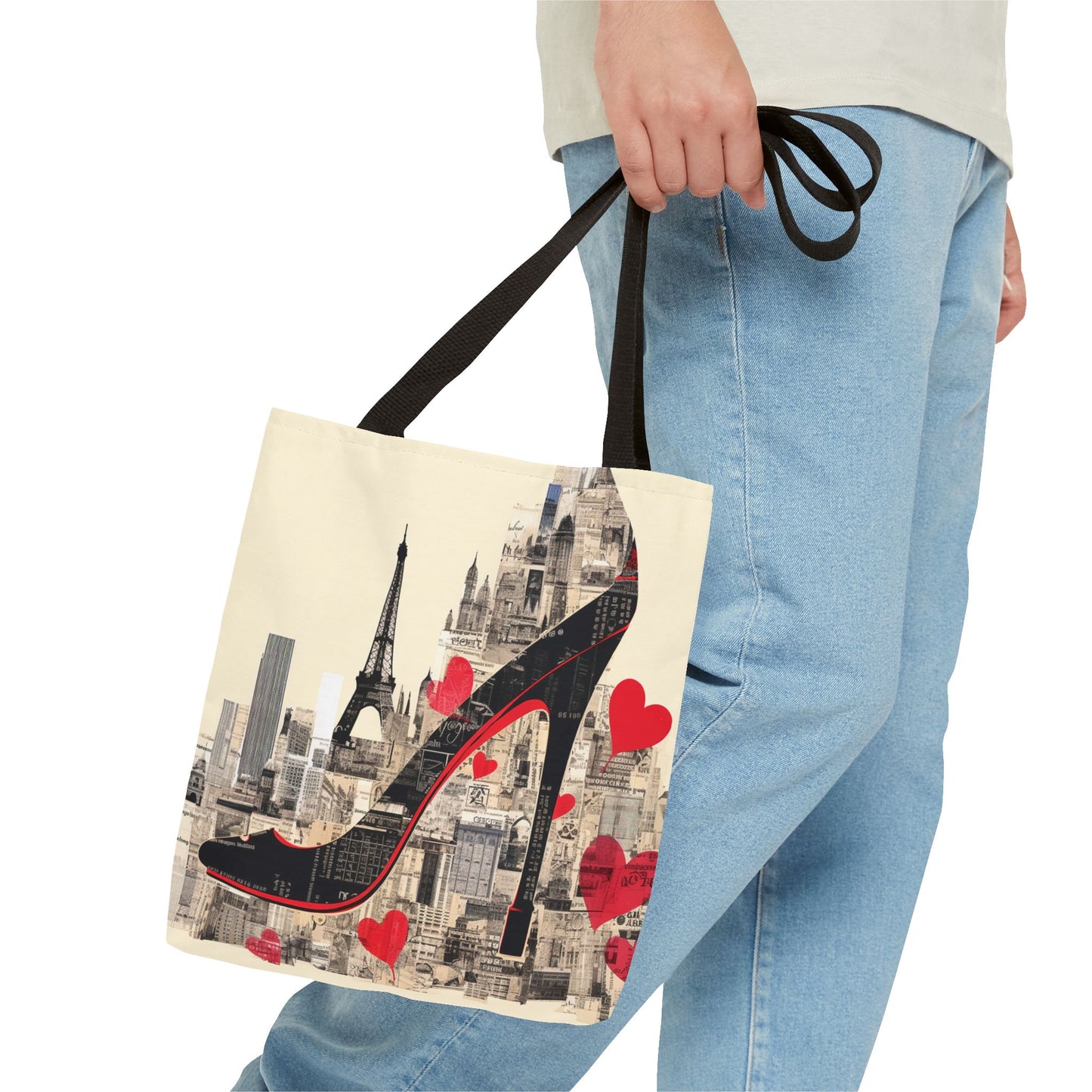 Parisian Glam High Heel Canvas Tote Bag, Stylish and Eco-Friendly Shopper