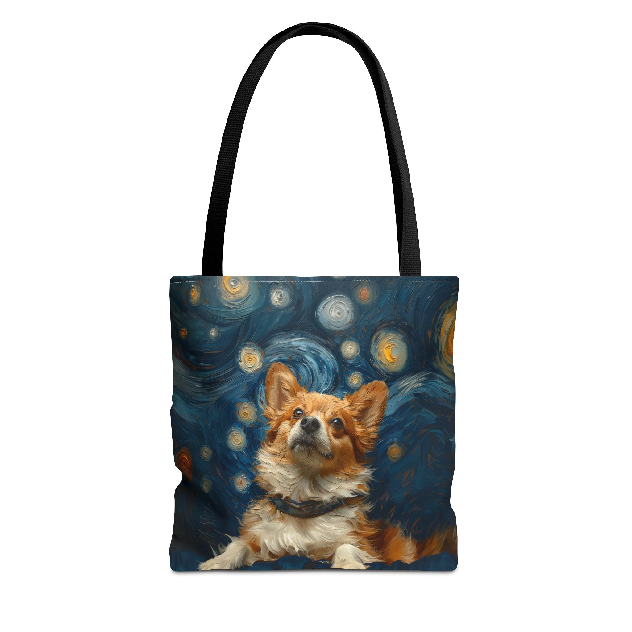 Starry Night Corgi Tote Bag, Artistic Market Bag for Dog Lovers