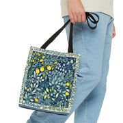 Lush Lemon Grove Pattern Canvas Tote Bag, Eco-Friendly Everyday Carry