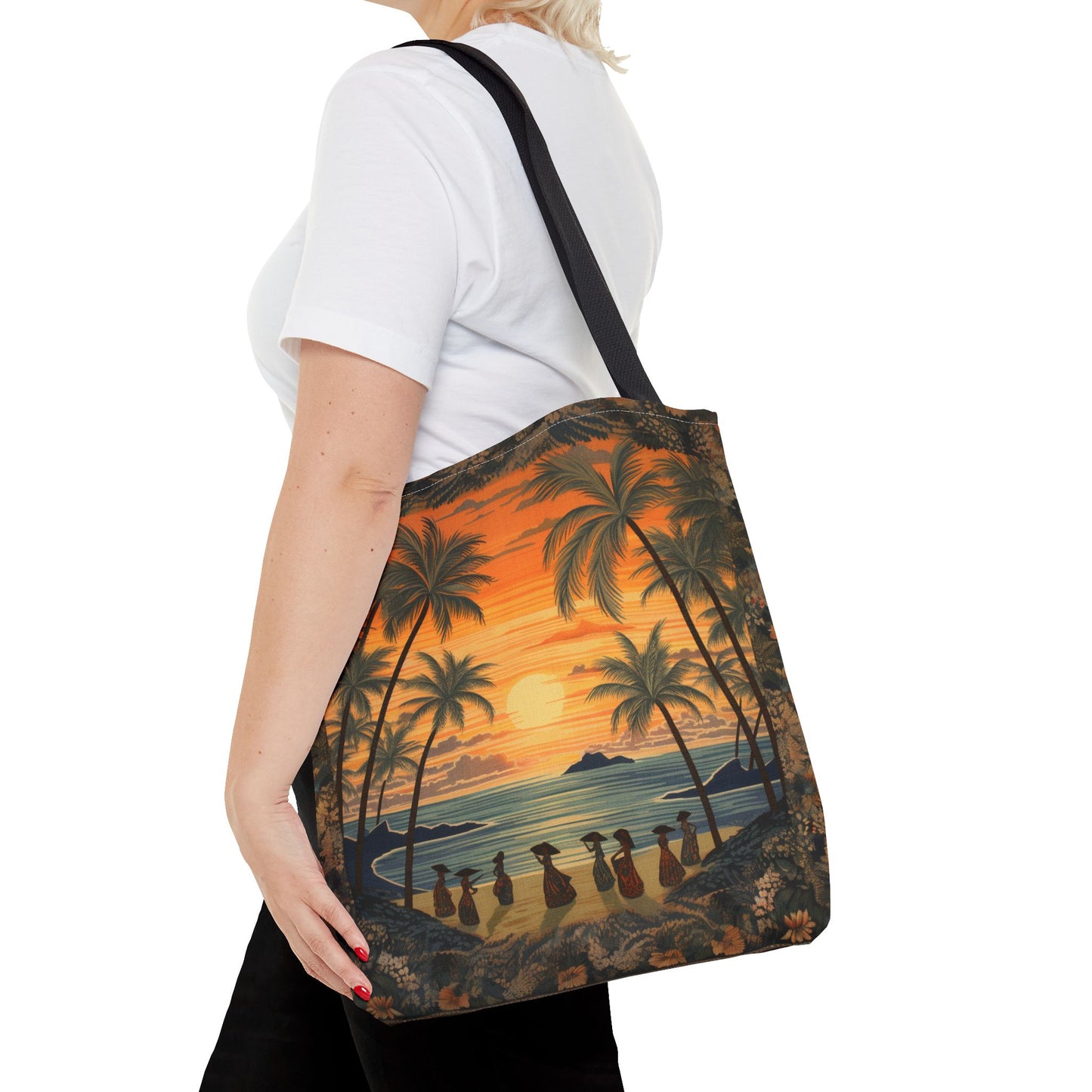 Hawaiian Sunset Tropical Beach Tote Bag, Vibrant Eco-Friendly Design