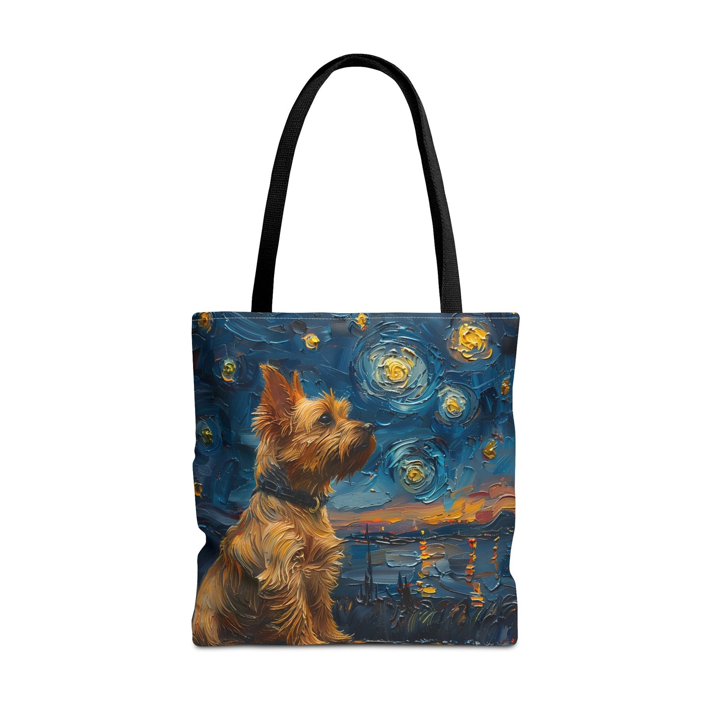 Yorkie Starry Night Canvas Tote Bag – Artistic & Eco-Friendly