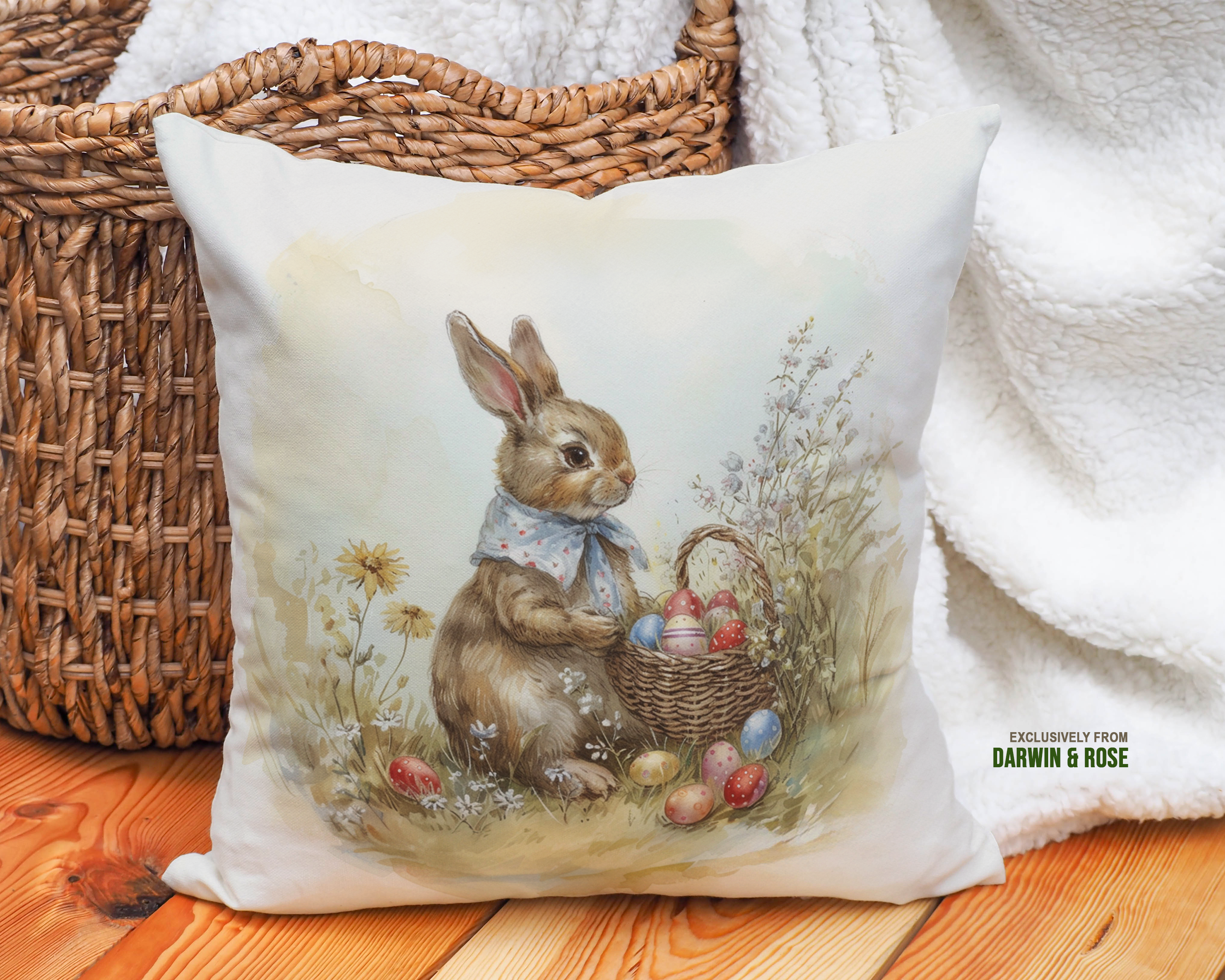 Easter Bunny Pastel Spring Throw Pillow