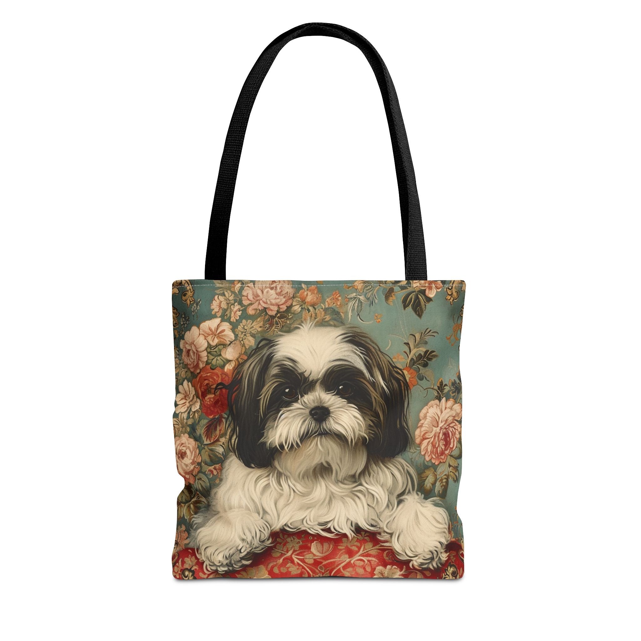 Shih Tzu Floral Elegance Tote Bag, Eco-Friendly Canvas Gift for Dog Lovers