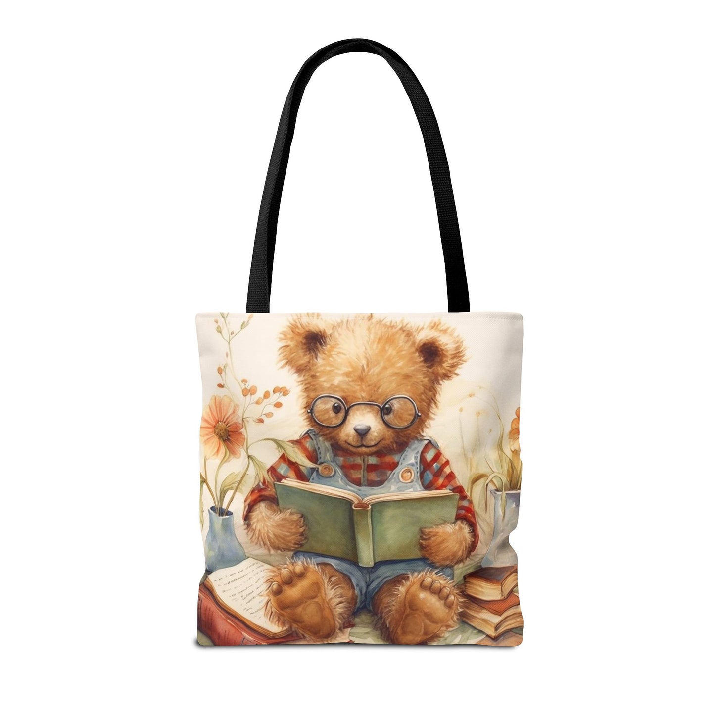 Whimsical Teddy Bear Reading Tote Bag, Eco-Friendly Gift for Readers