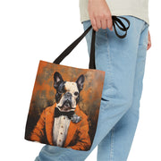 French Bulldog Formal Portrait Canvas Tote Bag, Stylish & Eco-Friendly Accessory