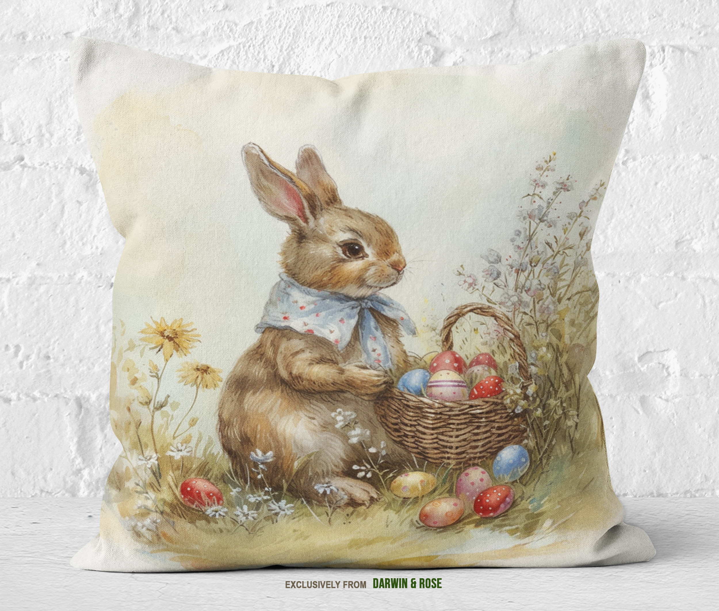 Easter Bunny Pastel Spring Throw Pillow