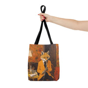 Fox Musician Canvas Tote Bag, Artistic Eco-Friendly Shopping Bag