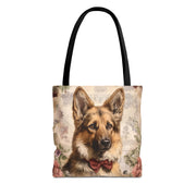 German Shepherd Floral Elegance Tote Bag – Eco-Friendly Casual Carryall