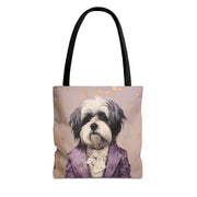 Shih Tzu Gentleman Lavender Canvas Tote Bag for Dog Lovers