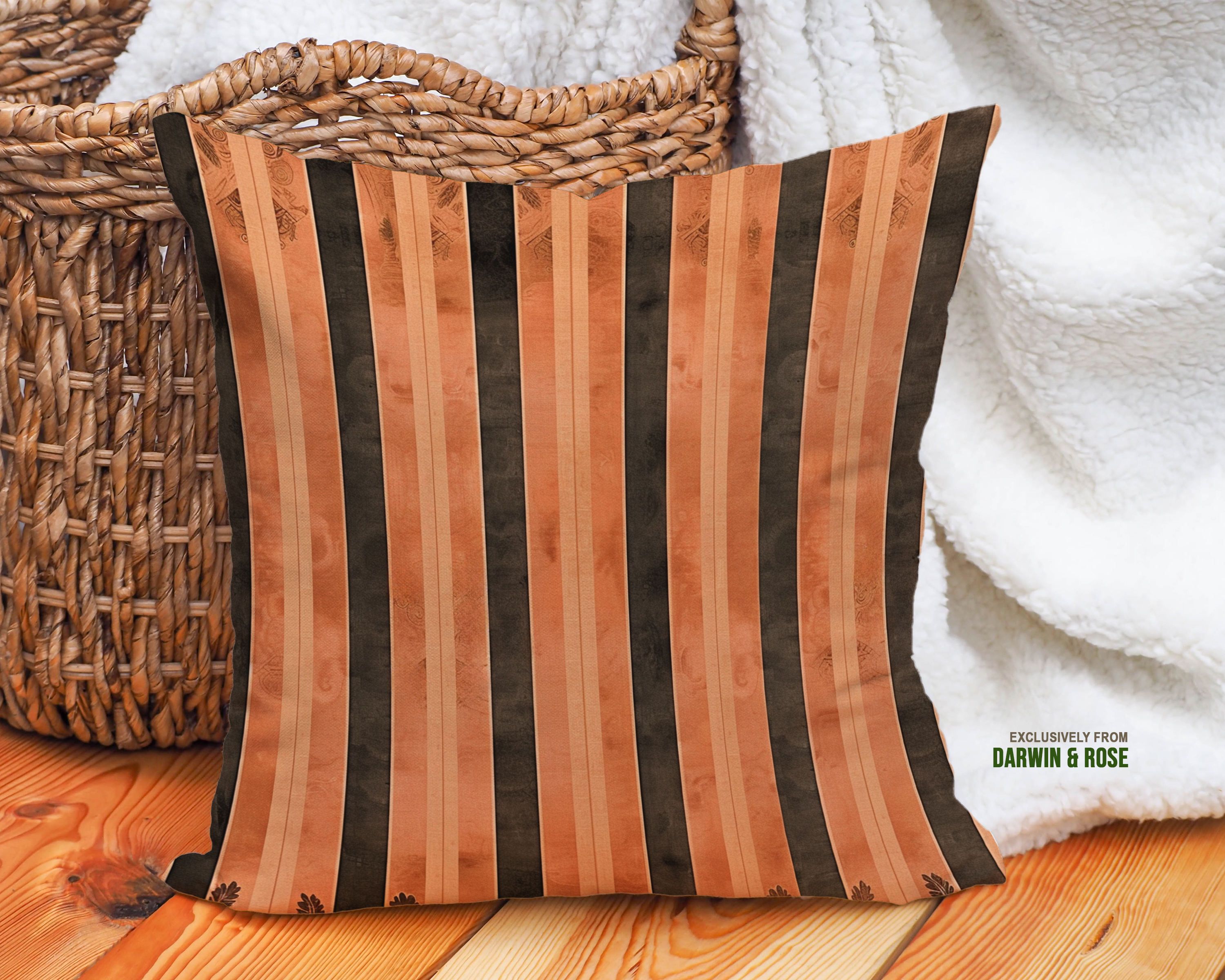 Harvest Stripe Elegance Throw Pillow – Rustic Fall Decor