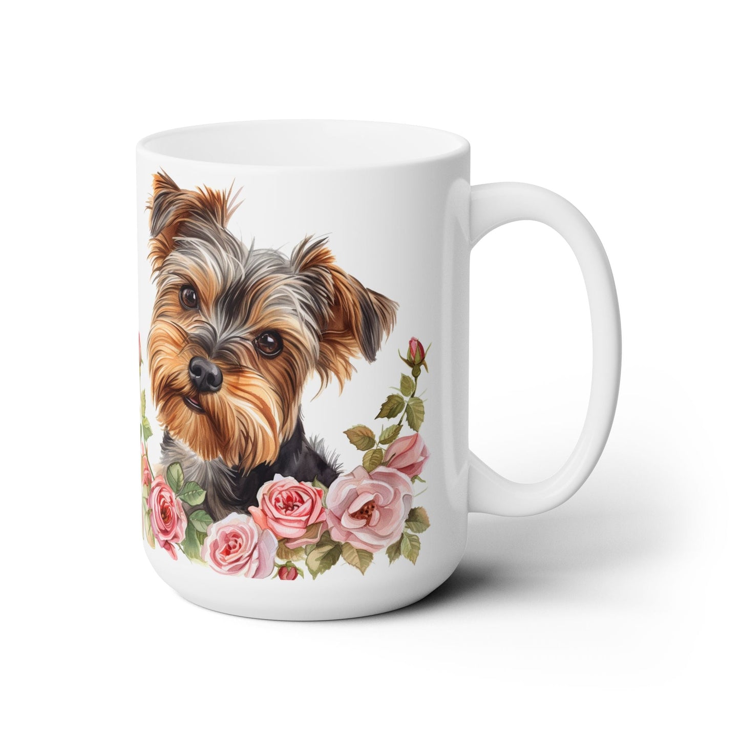 Yorkie Love Mug - Adorable Yorkshire Terrier Design with Floral Charm