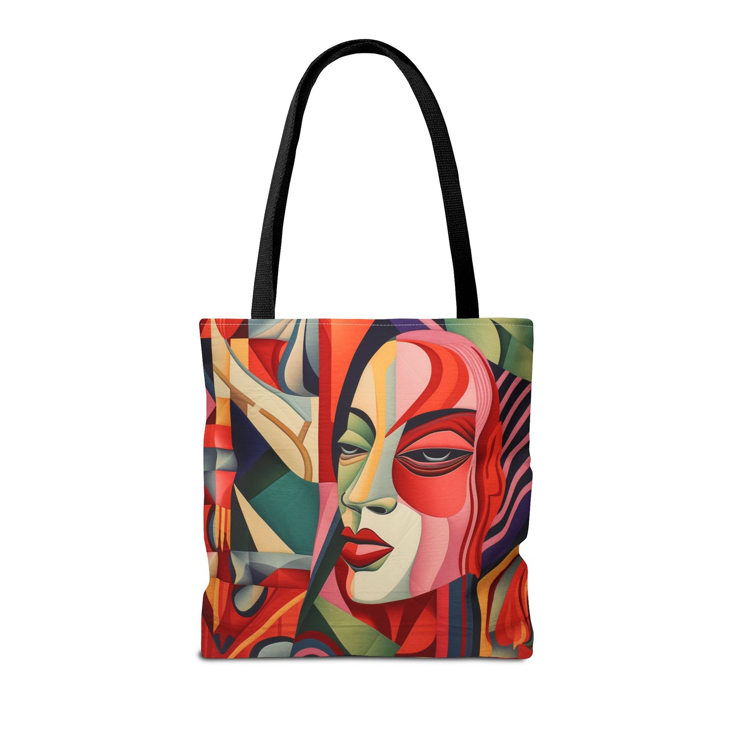 Abstract Cubist Art Tote Bag, Vibrant Canvas Shopping and Beach Bag