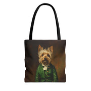 Yorkie Elegance: Vintage Green Yorkshire Terrier Tote Bag