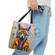 Stylish Urban Fox Tote Bag with Trendy Glasses Design, Eco-Friendly