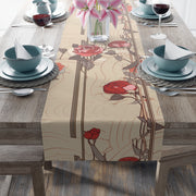 Art Nouveau Rose Table Runner | Red, Beige, and Brown Floral Décor (72" or 90")