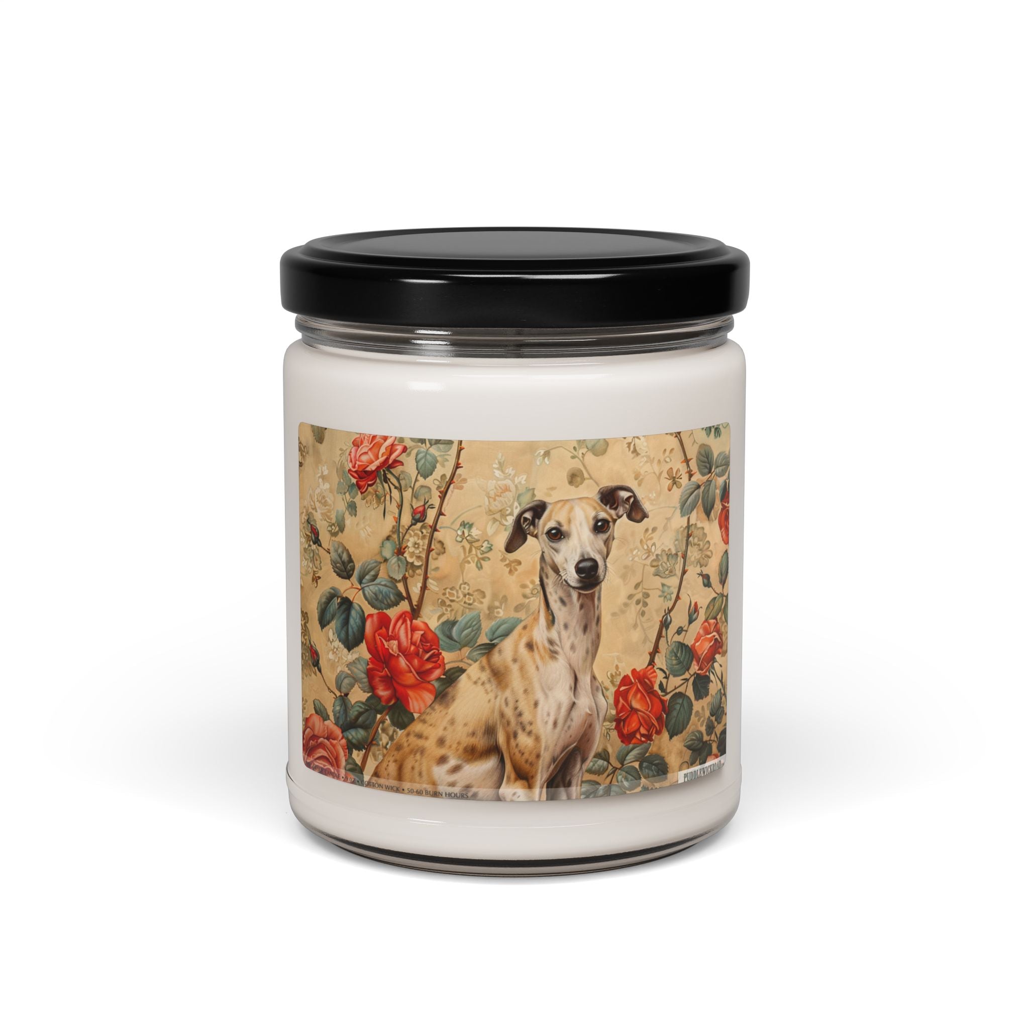 Elegant Whippet Candle – Vintage Floral Soy Gift for Dog Lovers