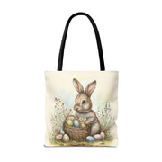 Easter Bunny Tote Bag with Pastel Spring Egg Design