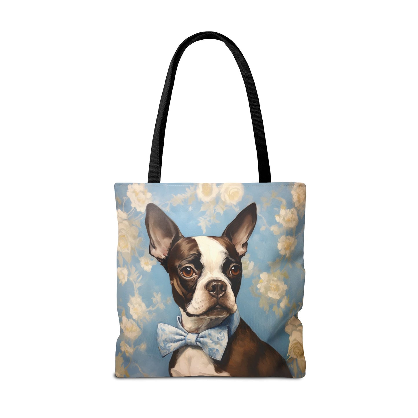 Sophisticated Boston Terrier Tote Bag with Floral Elegance