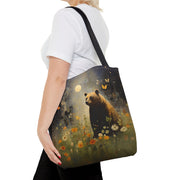 Bear in Moonlit Meadow Tote Bag, Eco-Friendly Nature Lover Gift