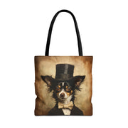 Charming Chihuahua Gentleman Canvas Tote Bag, Elegant Dog Lover Gift