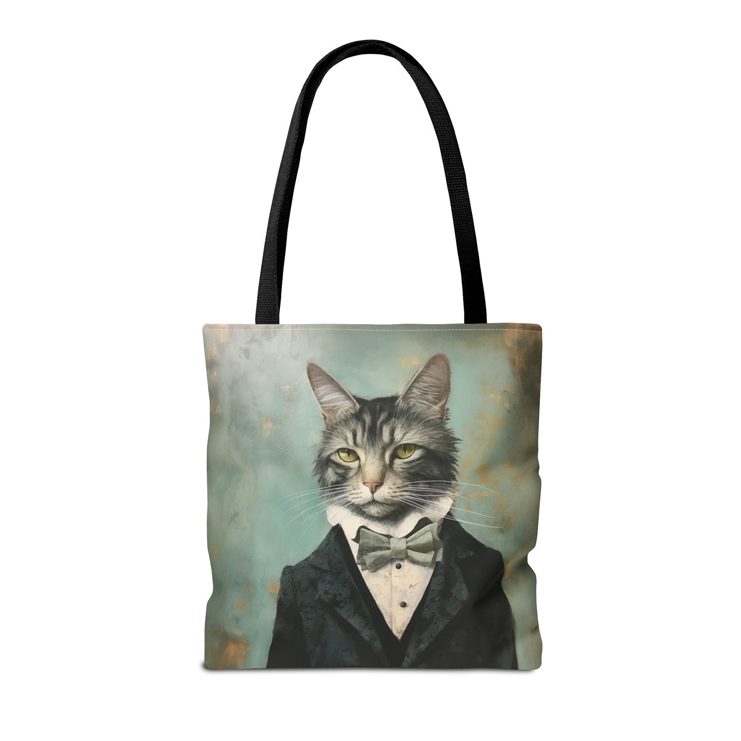 Elegant Cat Canvas Tote Bag with Tuxedo Art, Stylish Gift for Cat Lovers