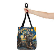 Brindle French Bulldog Starry Night Canvas Tote Bag, Eco-Friendly Gift