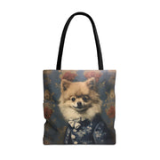 Elegant Pomeranian Tote Bag - Stylish Floral Art Canvas for Dog Lovers