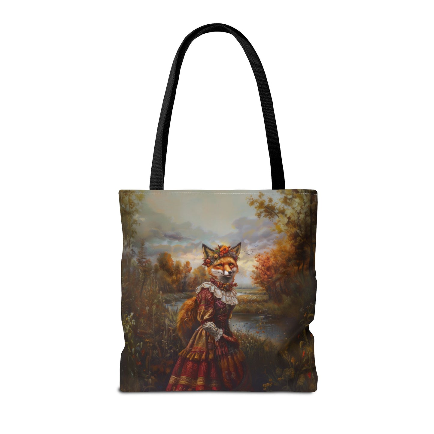 Renaissance Fox Autumn Landscape Canvas Tote Bag for Eco Lovers