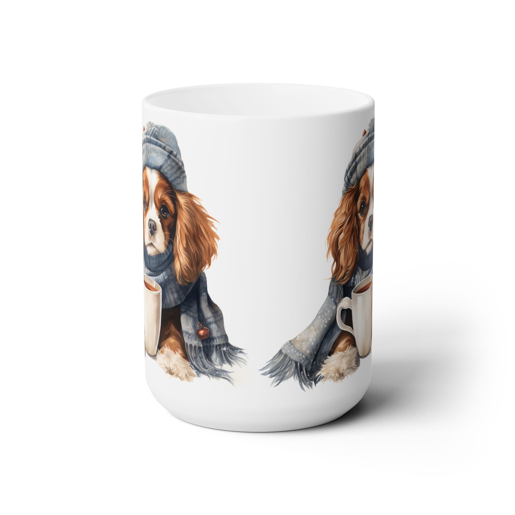 Cuddly Cavalier King Charles Spaniel Winter Mug | Cozy Dog Lover Gift