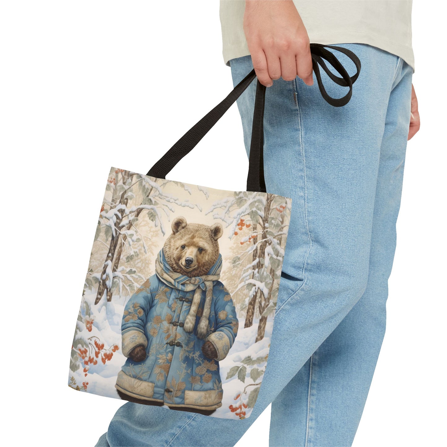 Winter Bear Wonderland Tote Bag, Cozy Winter Vibes Eco-Friendly Design