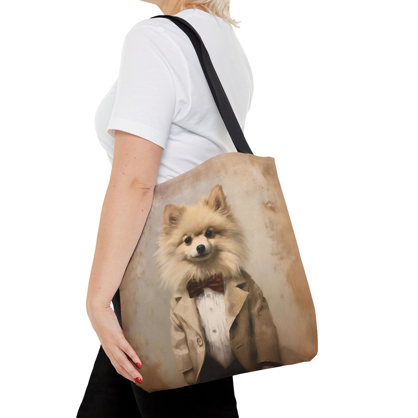 Pomeranian Gentleman Chic Canvas Tote, Stylish and Eco-Friendly Bag