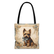 Yorkshire Terrier Elegance Tote Bag, Floral Eco-Friendly Canvas Gift