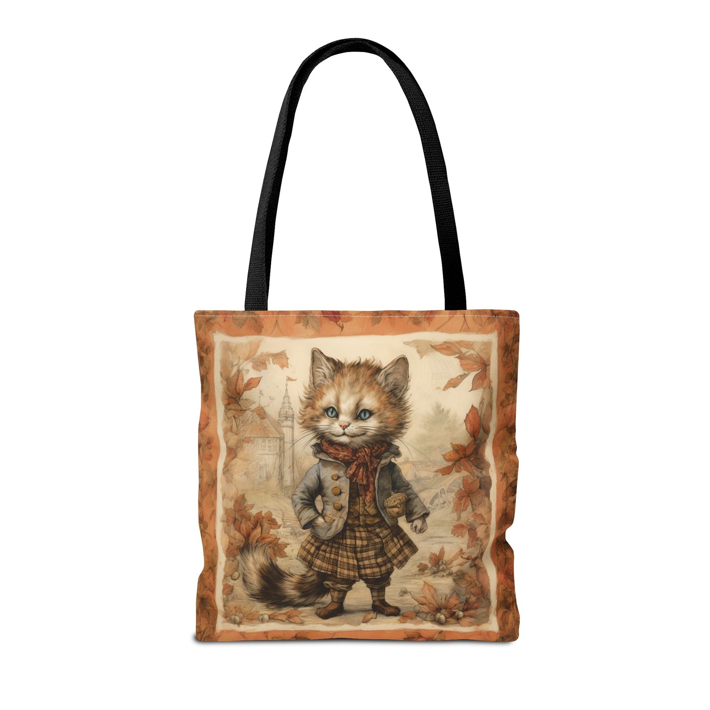 Whimsical Autumn Cat Tote Bag, Eco-Friendly and Gift-Ready