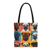 Pop Art Pug Tote Bag - Colorful Canvas Bag for Dog Lovers