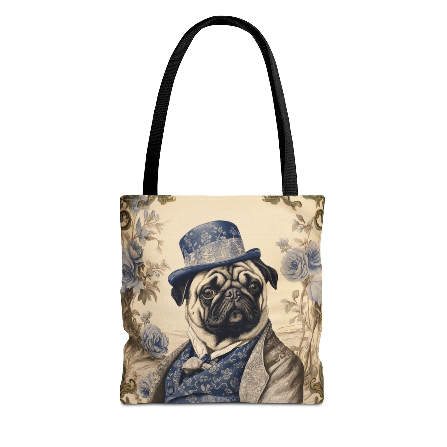 Regal Pug Canvas Tote Bag, Artistic Dog Lover's Gift, Eco-Friendly