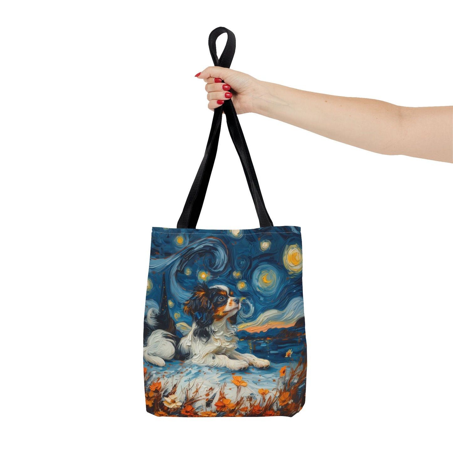 Cavalier King Charles Spaniel Starry Night Canvas Tote Bag, Artistic Gift for Dog Lovers