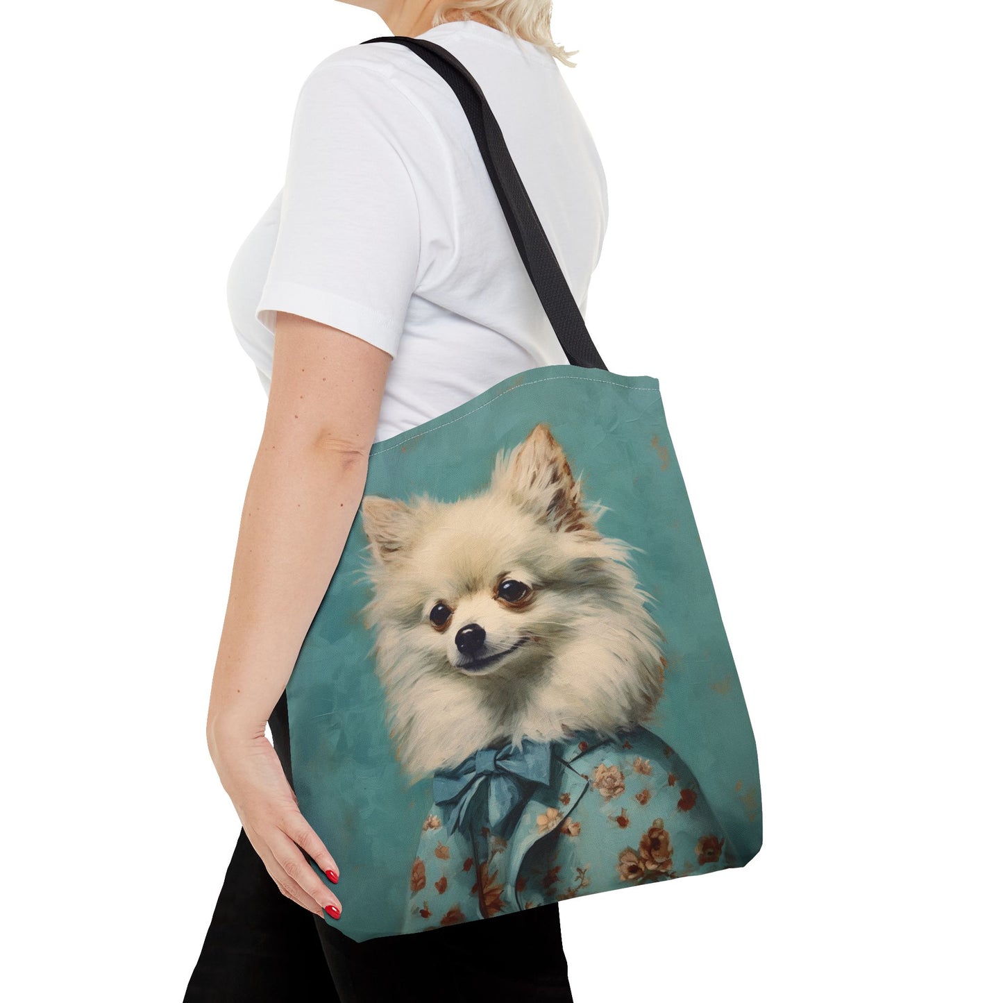 Elegant Pomeranian Canvas Tote Bag, Charming Gift for Dog Lovers