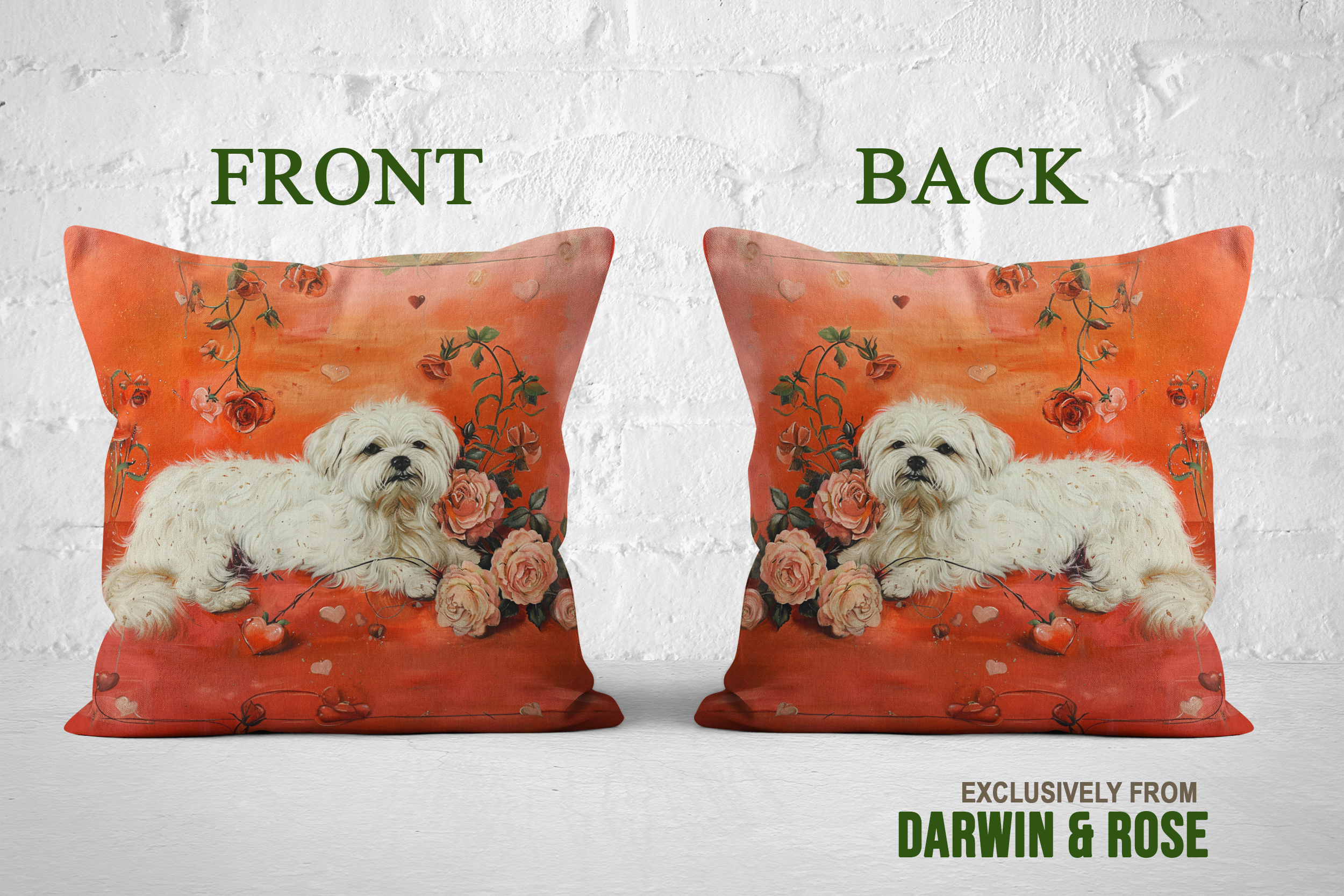 Darwin Rose Maltese Throw Pillow - Thumbnail 4