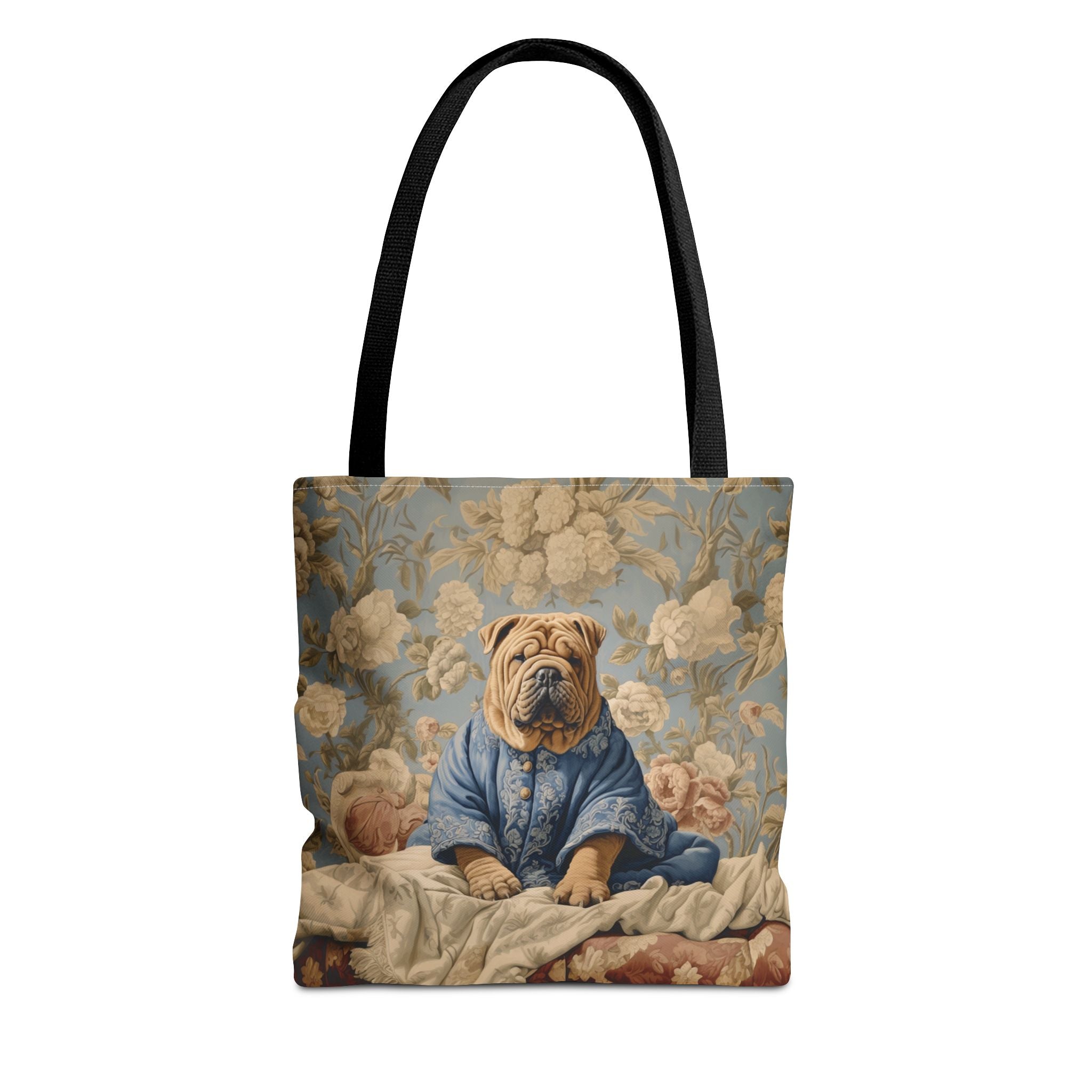 Shar Pei Royal Blossom Blue Tote Bag, Artistic Gift for Dog Lovers