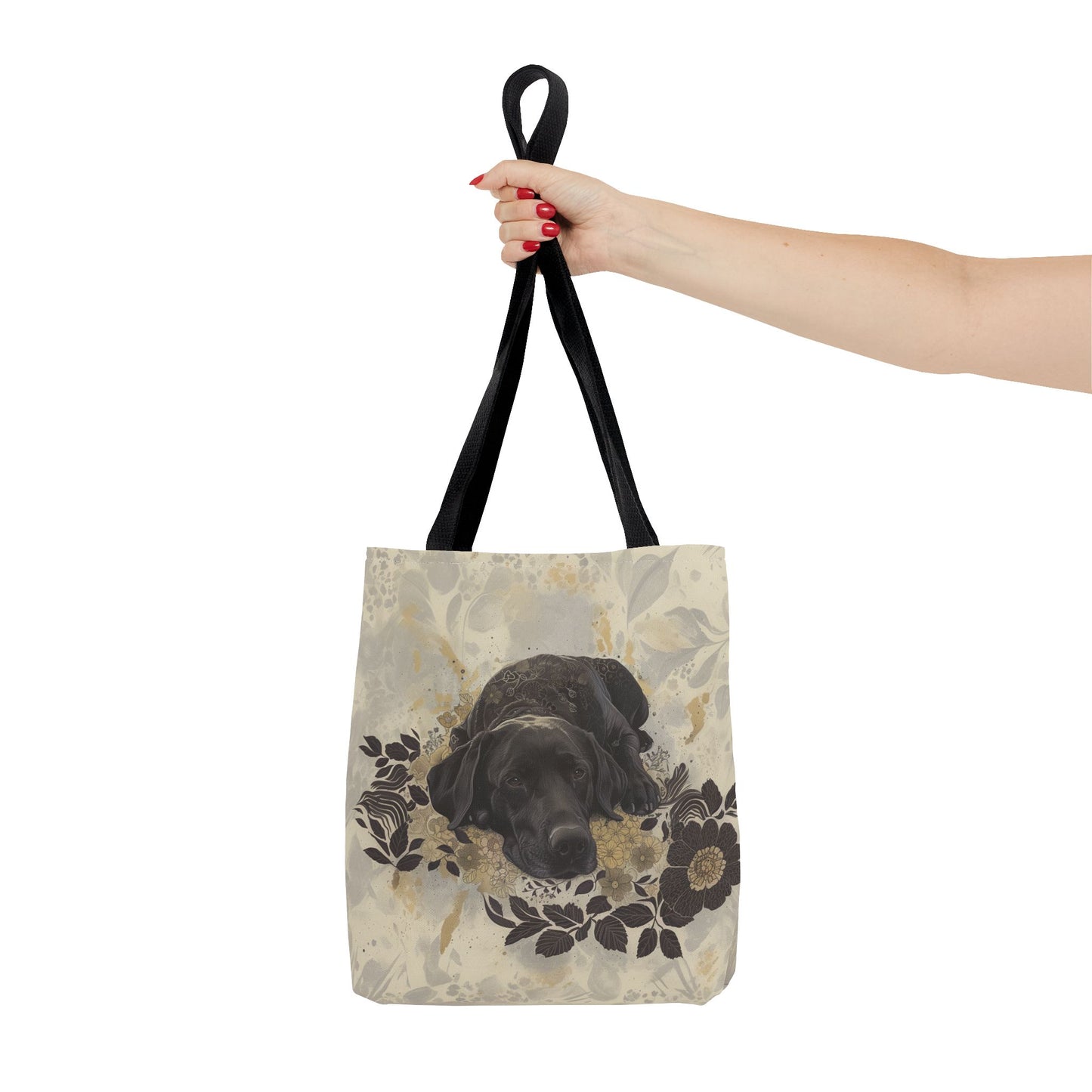 Elegant Labrador Canvas Tote Bag, Artistic Floral Design for Dog Lovers