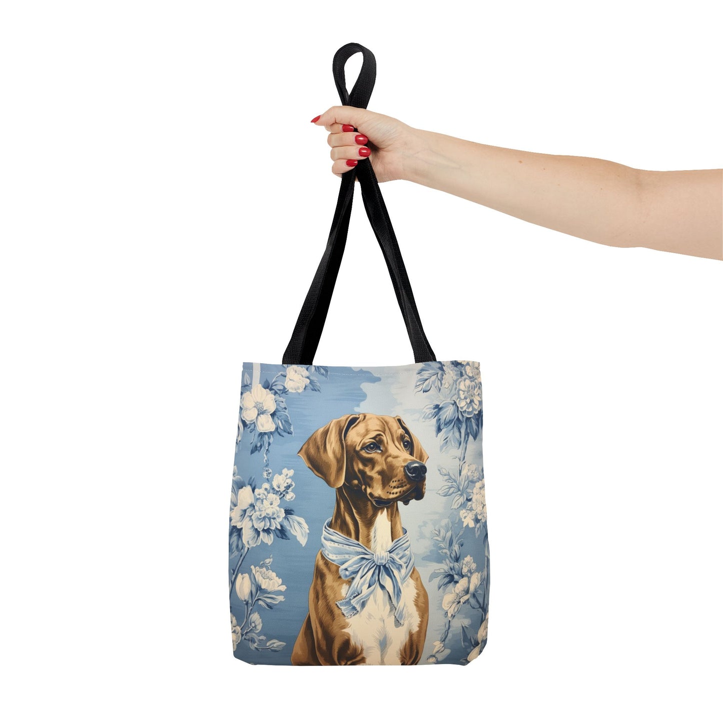 Rhodesian Ridgeback Floral Canvas Tote Bag, Elegant Dog Lover Gift